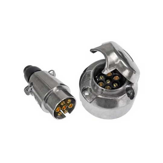 Priză remorcă 7 pini metal tip tată, sistem electric 12V-24V universal