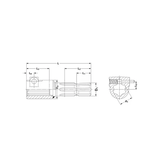 Detaliu prelungitor priza 6 caneluri normale, lungime 175mm, oțel S355 pentru transmisie putere