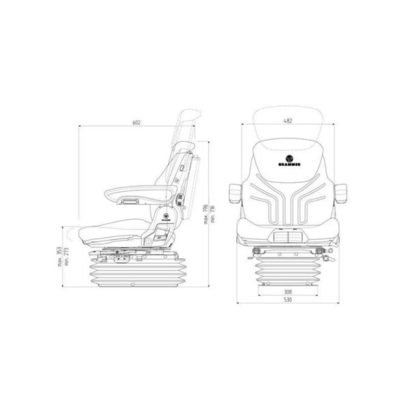 Desen tehnic Grammer MSG95A/731 cu dimensiuni - lungime 631mm, lățime 530mm, înălțime 754mm