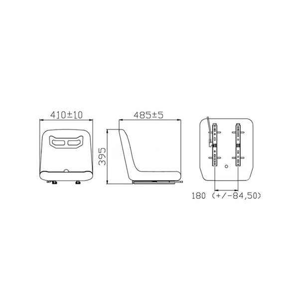 Dimensiuni scaun tractor TS15000KR: lățime 410mm, adâncime 485mm, înălțime 395mm