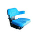 Scaun PVC albastru cu suspensie mecanică, cotieră ergonomică, spătar confortabil, capacitate 60-120kg pentru tractoare