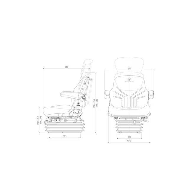 Scaun ergonomic MSG95G/721 cu suspensie pneumatică și sistem de încălzire integrat