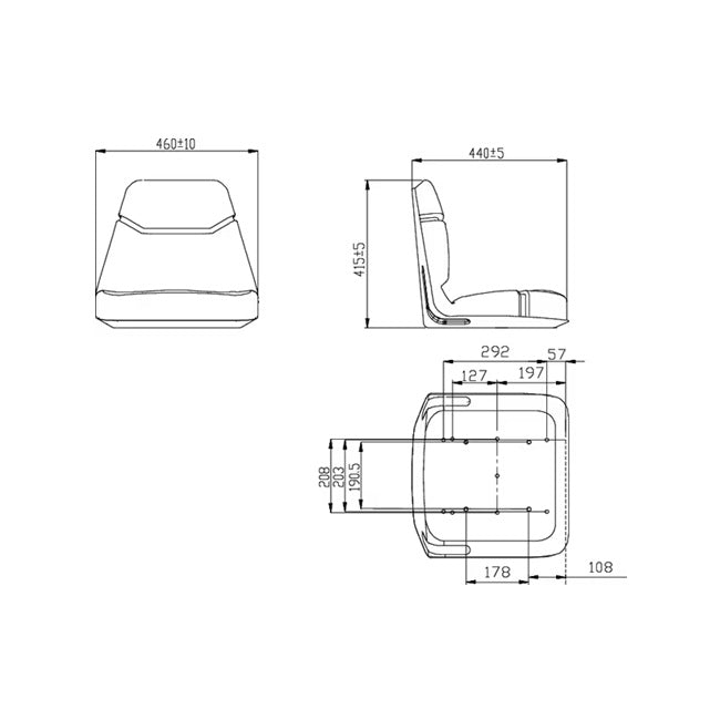 Dimensiuni scaun tractor lățime 460mm, adâncime 440mm, înălțime 415mm
