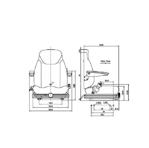 Scaun tractor profesional XAB Trade cu cotiere și tetieră capacitate 120kg pentru tractoare și utilaje construcții
