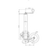 Desen tehnic roată de sprijin STR1626 - cursă 250 mm, lungime totală 700 mm, tub 60 mm, distanță podea 460 mm