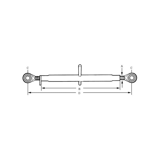 Desen tehnic tirant central standard fus-fus Cat. 2/2, 450 mm M27, dimensiuni și cote