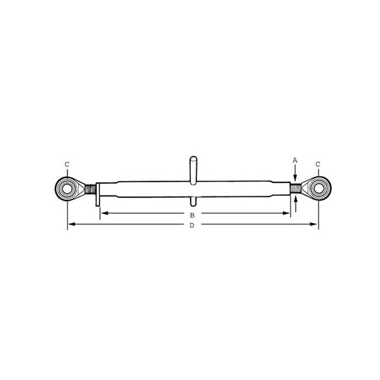 Desen tehnic tirant central standard fus-fus Cat. 2/2, 510 mm M27, dimensiuni și cote