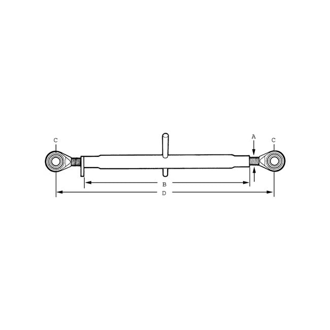 Desen tehnic tirant central standard fus-fus Cat. 2/2, 590 mm M30, dimensiuni și cote