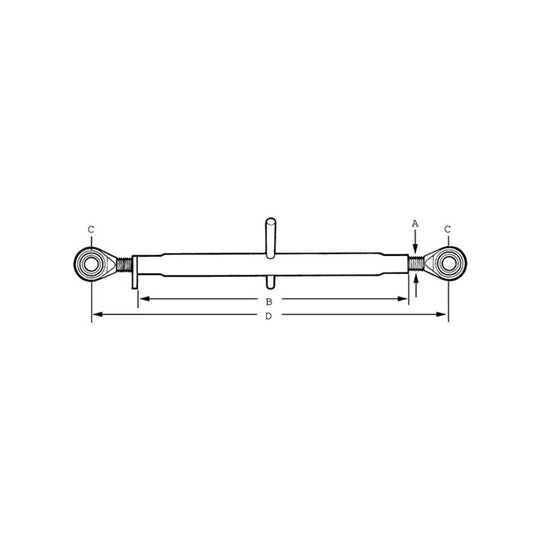 Desen tehnic tirant central 540mm cu dimensiuni filet M30 și lungime reglabilă 685-885mm