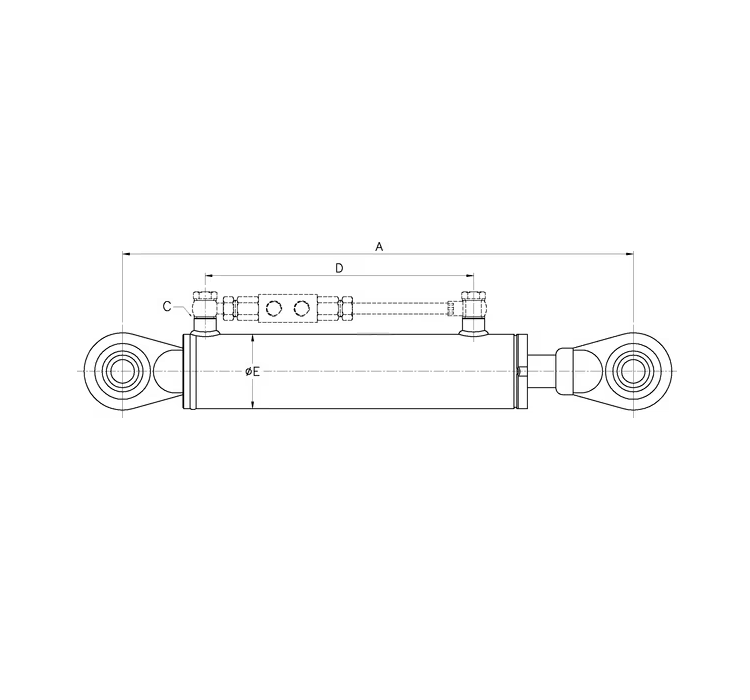 Desen tehnic cu dimensiunile tirantului central hidraulic Cat. 2/2, TENNN305020022